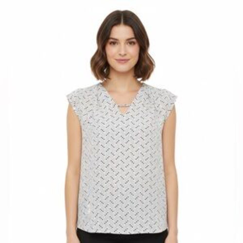 NWT Banana Republic Black & White Print Drapey V-Neck Dolman Tank Top Size XS